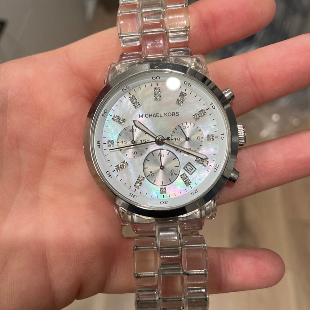Michael Kors Lucite and Stone Watch with original box